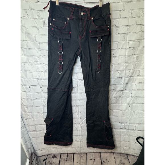 Hot Topic Black and Red Chain Flare Pants (Chains not included) Size 9 - Picture 1 of 7